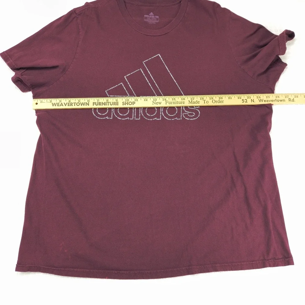 Adidas Amplifier Tee Mens 2XL Maroon Burgundy Short Sleeve‎ Graphic Logo T-Shirt